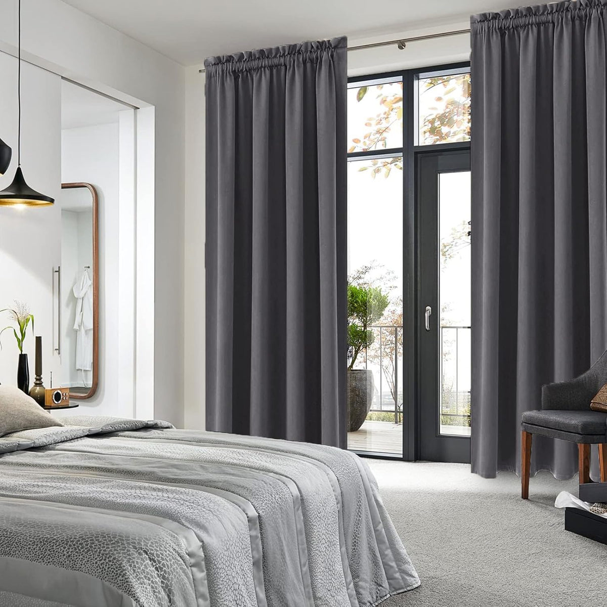 DWCN Blackout Curtains for Bedroom 84 Inch Length 2 Panels Set, Solid Thermal Insulated Energy