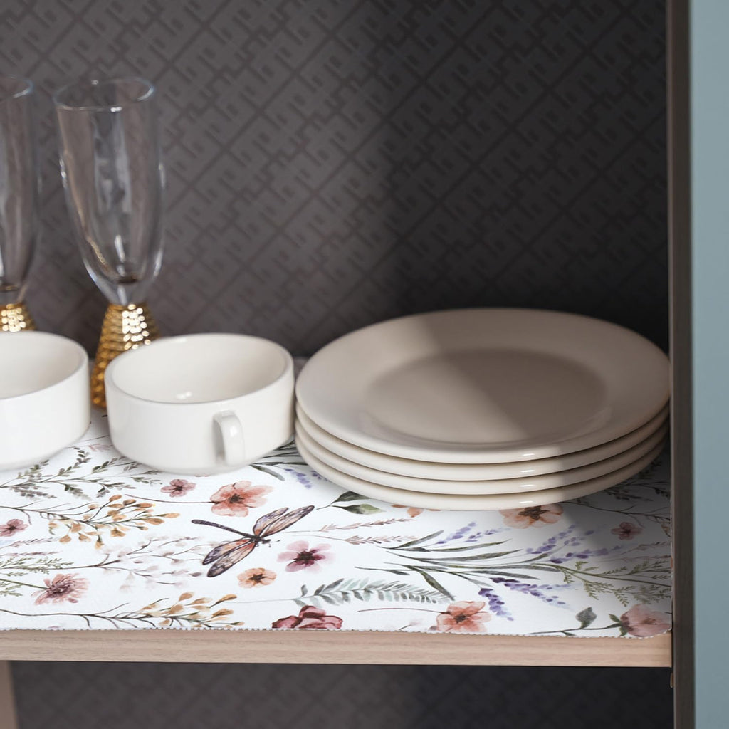 Shelf and Drawer Liner for Kitchen Cabinets, Non-Adhesive and Strong Non-Slip Floral Shelf Cabinet