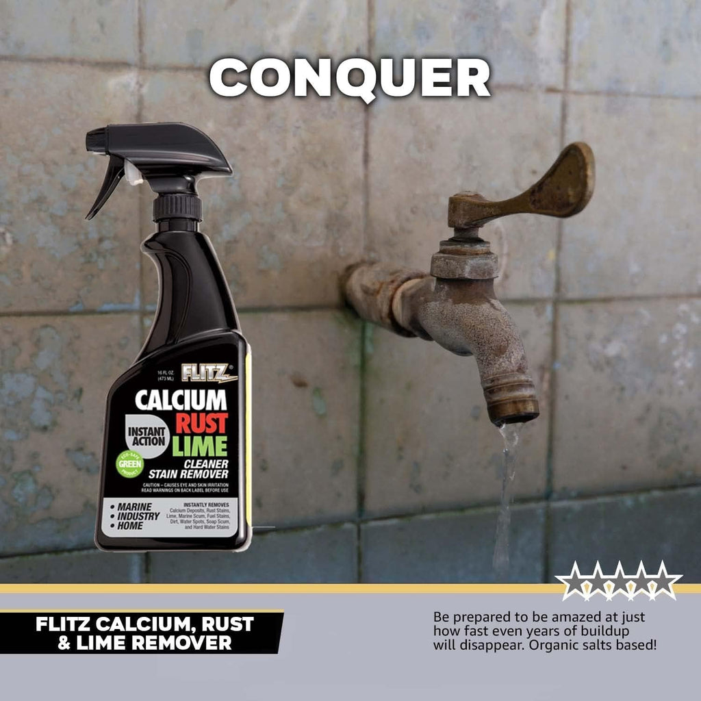 Flitz Calcium, Rust, & Lime Remover - 16oz Bottle of USA-Made Limescale Remover for Toilets