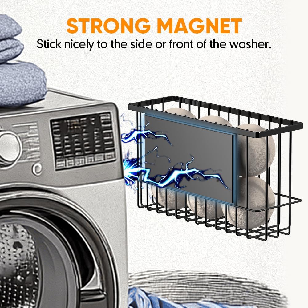 Magnetic Dryer Ball Holder for Laundry Room Organization and Storage, Magnetic Lint Bin for Laundry