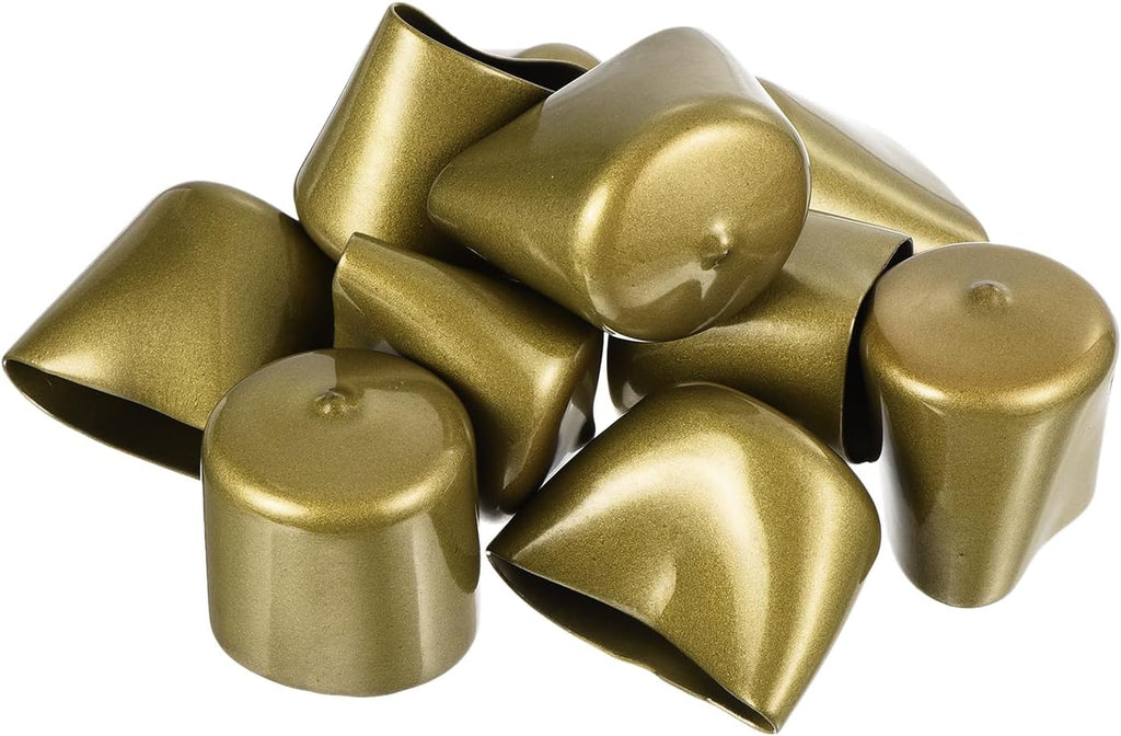 uxcell 20pcs Rubber End Caps 1 5/8"(41mm) ID Vinyl Round Tube Bolt Cap Cover Thread Protectors Gold