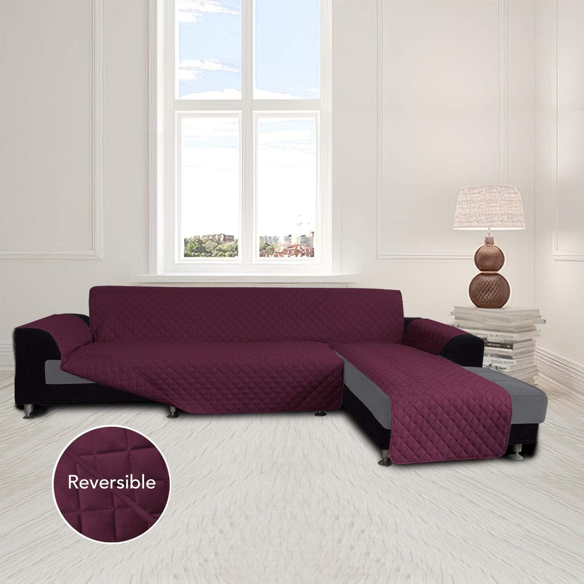 Easy-Going L Shaped Sofa Slipcover Sectional Couch Cover - Reversible, Pet & Kid Friendly (Large