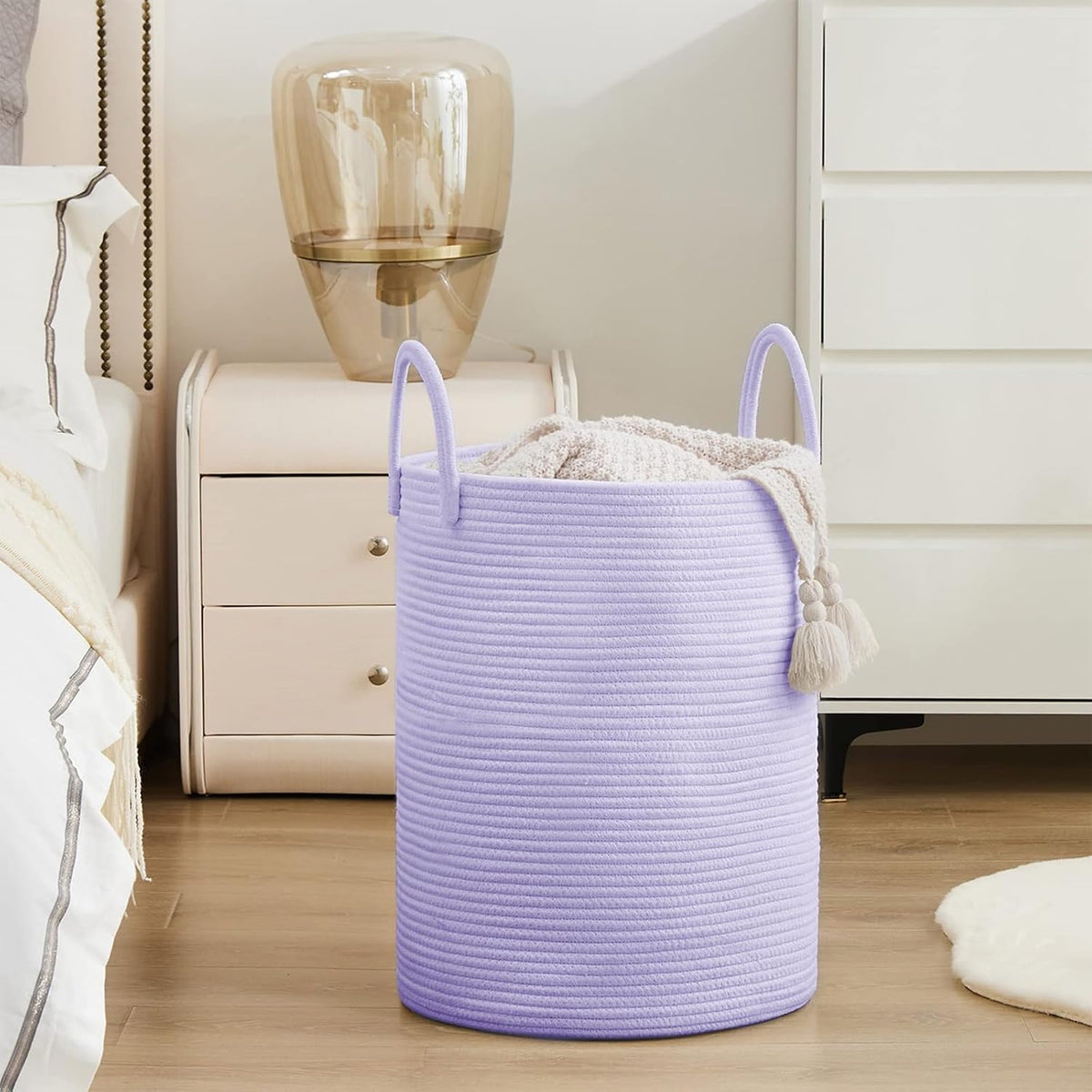 YOUDENOVA Laundry Hamper Basket, Woven 58L Tall Laundry Basket for Blanket Organizer- Clothes