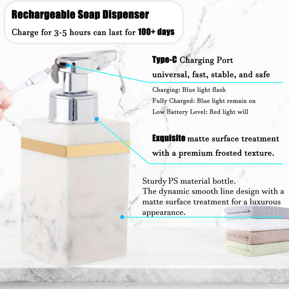 Automatic Foam Soap Dispenser, Touchless Bathroom Kitchen Dish Soap Dispenser with Adjustable