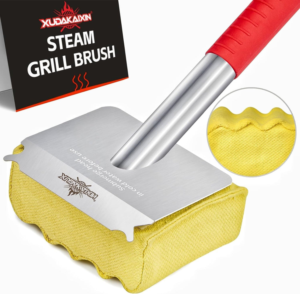 Grill Brush Bristle Free,Aramid Fiber Wavy Pad Seamless-Fit Cast Iron/Stainless-Steel Grates,BBQ