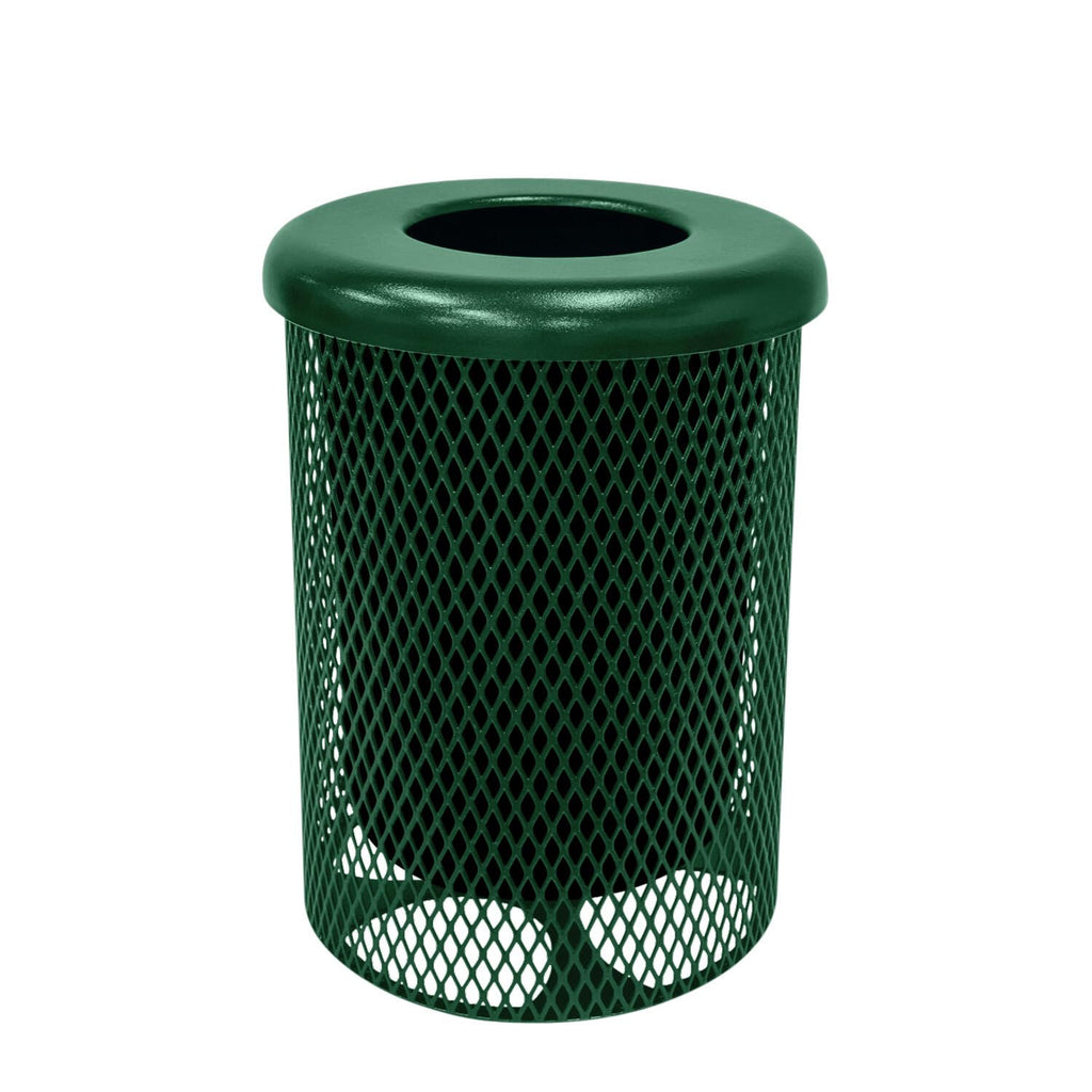 COATEDOUTDOORFURNITURE RFT-GRN Heavy Duty 32 Gallon Round Trash Receptacle, Liner Included, Green