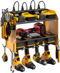 CCCEI Modular Power Tool Organizer Wall Mount with Charging Station. Garage 4 Drill Storage Shelf