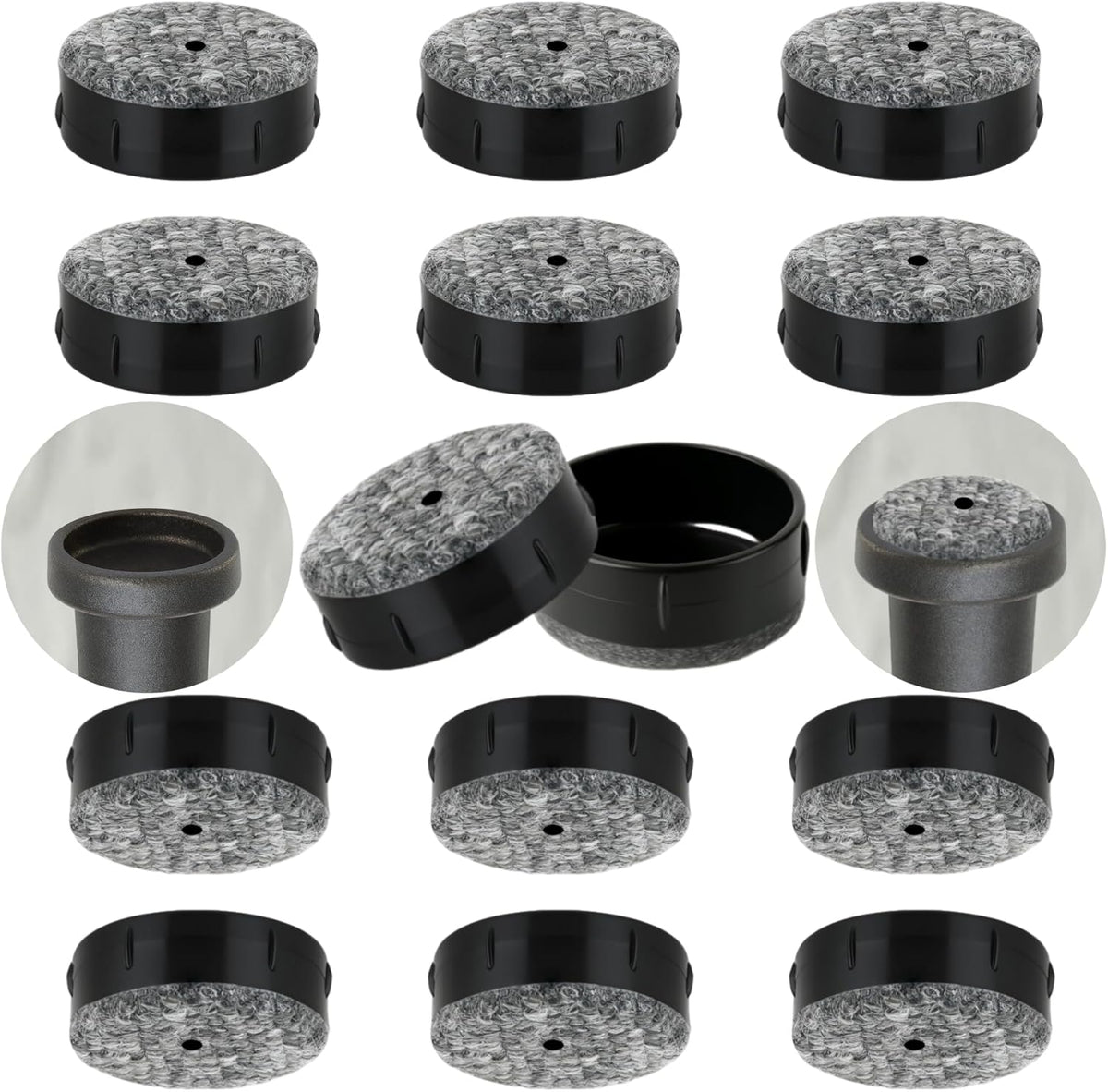 Wrought Iron Patio Furniture Feet Caps - Furnigear 1-1/2" Round Plastic Outdoor Chair Leg Caps