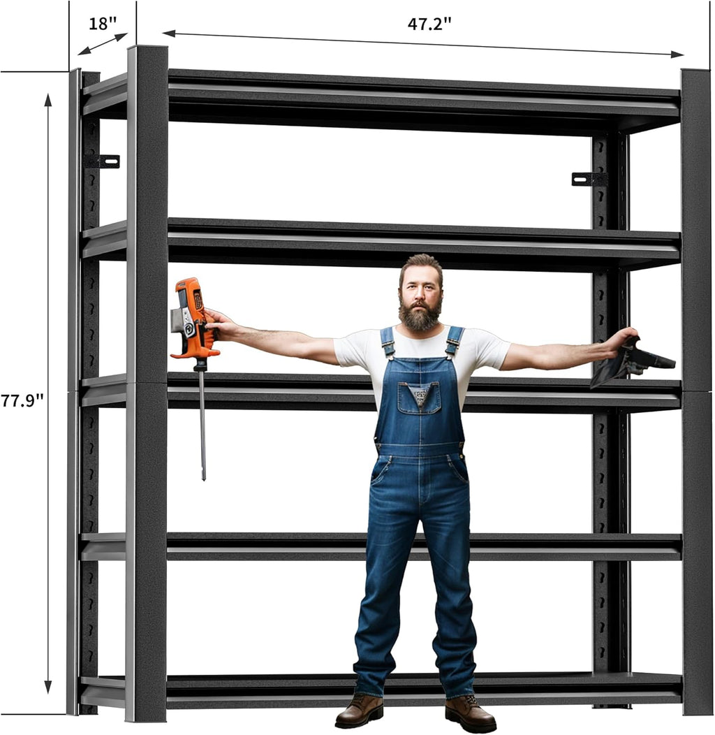 78" H 47.2" Wide 4 Piecees Garage Shelving,Thickened Heavy Duty Metal Shelving Adjustable