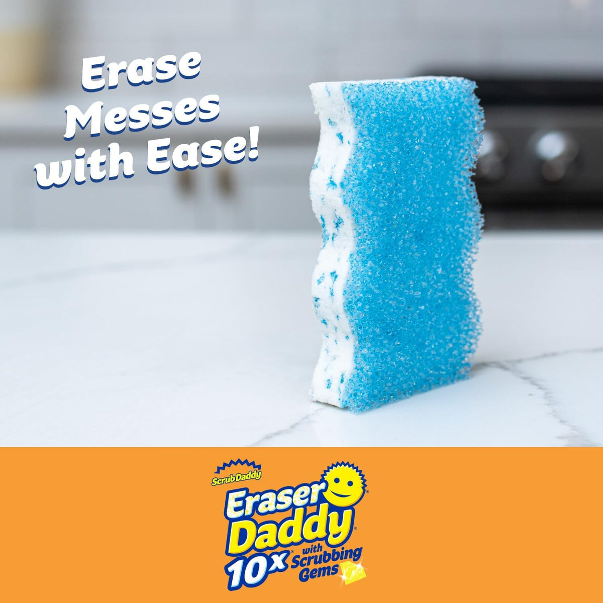 Scrub Daddy Eraser Daddy XL - Large Melamine Foam Sponges for Cleaning - Dual-Sided White Eraser