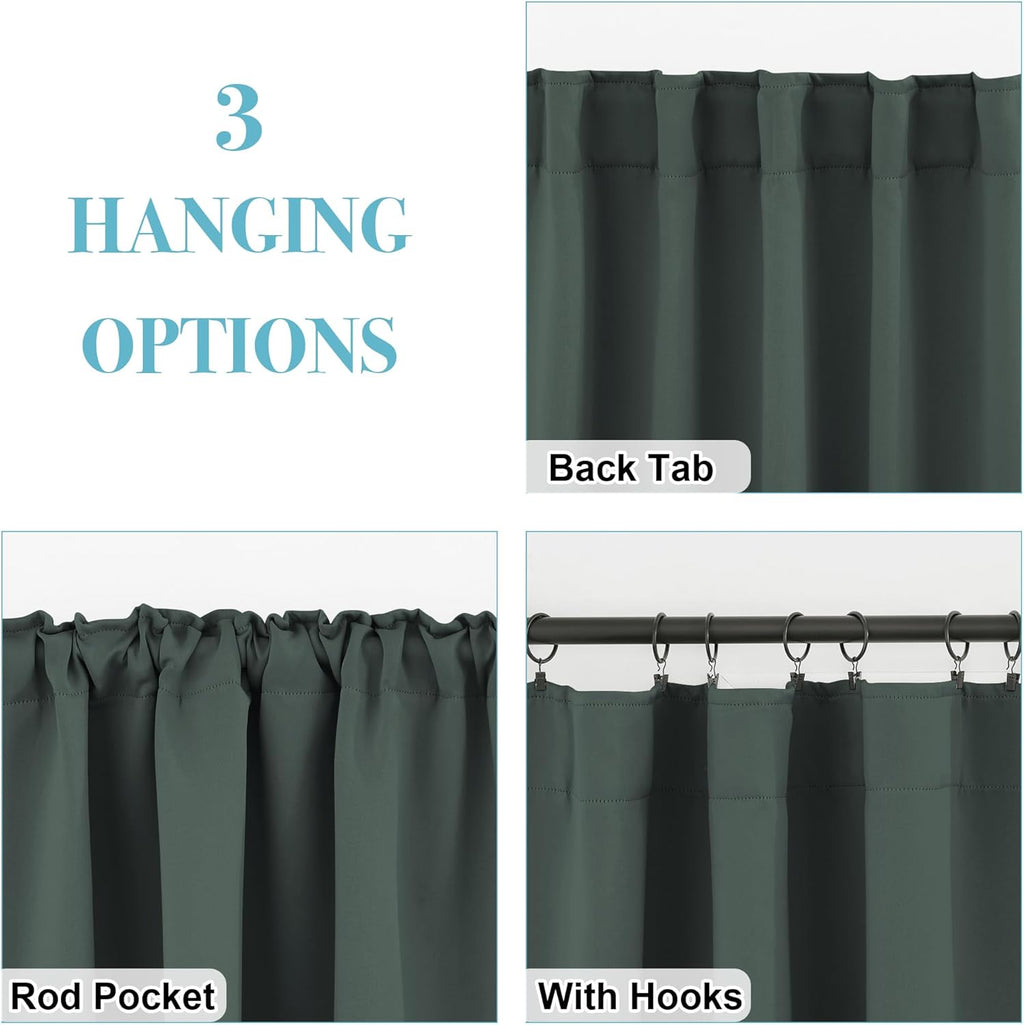 RYB HOME Small Window Curtains Blackout, Privacy Thermal Insulating Drapes for Bedroom Bathroom