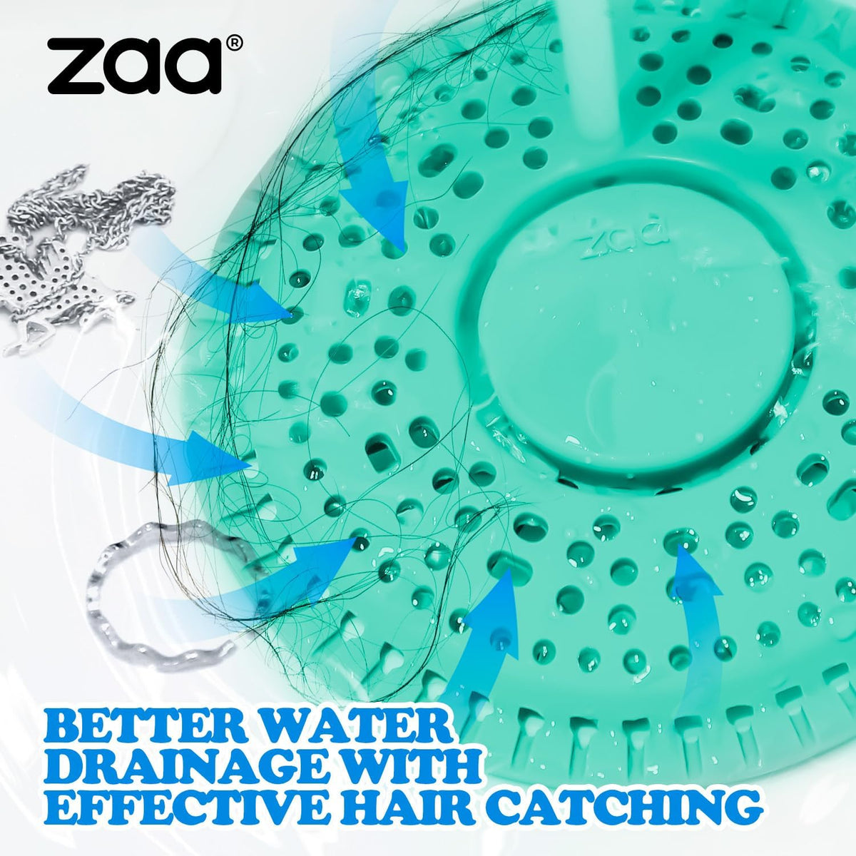 zaa Shower Drain Hair Catcher, 2 Pack Premium Silicone Drain Protector & Shower Drain Cover for
