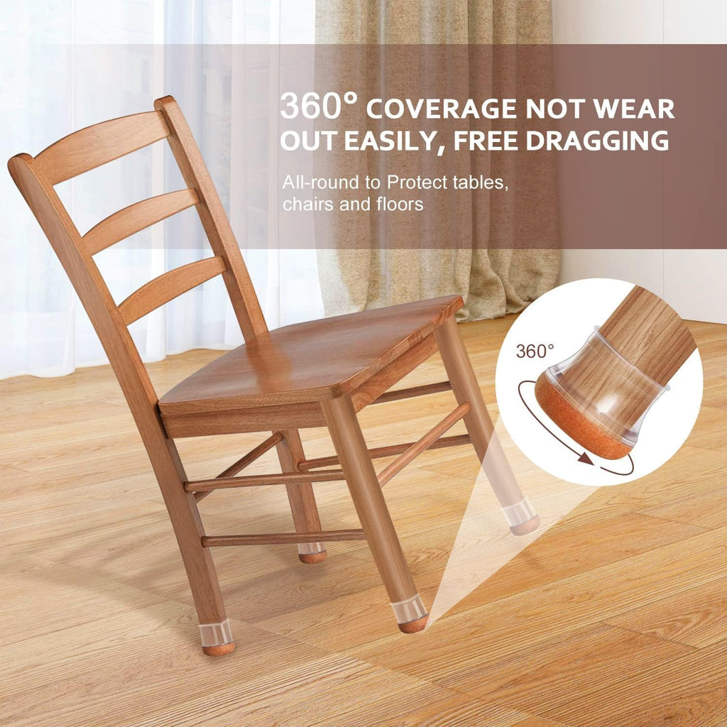 16 Pack Chair Leg Floor Protectors Chair Leg Protectors for Hardwood Floors Felt Silicone Caps
