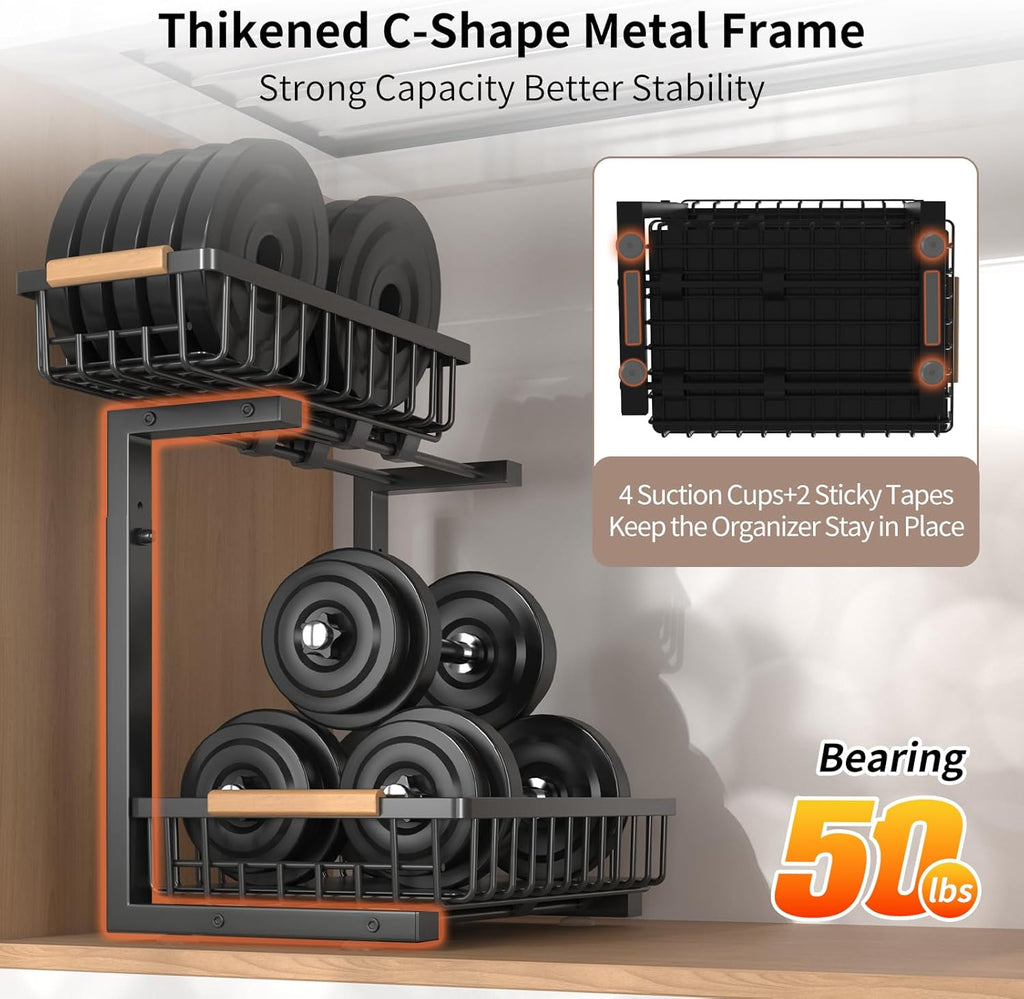Under Sink Organizer, 2 Pack Under Sink Organizers and Storage, 2-Tier Pull Out Under Cabinet
