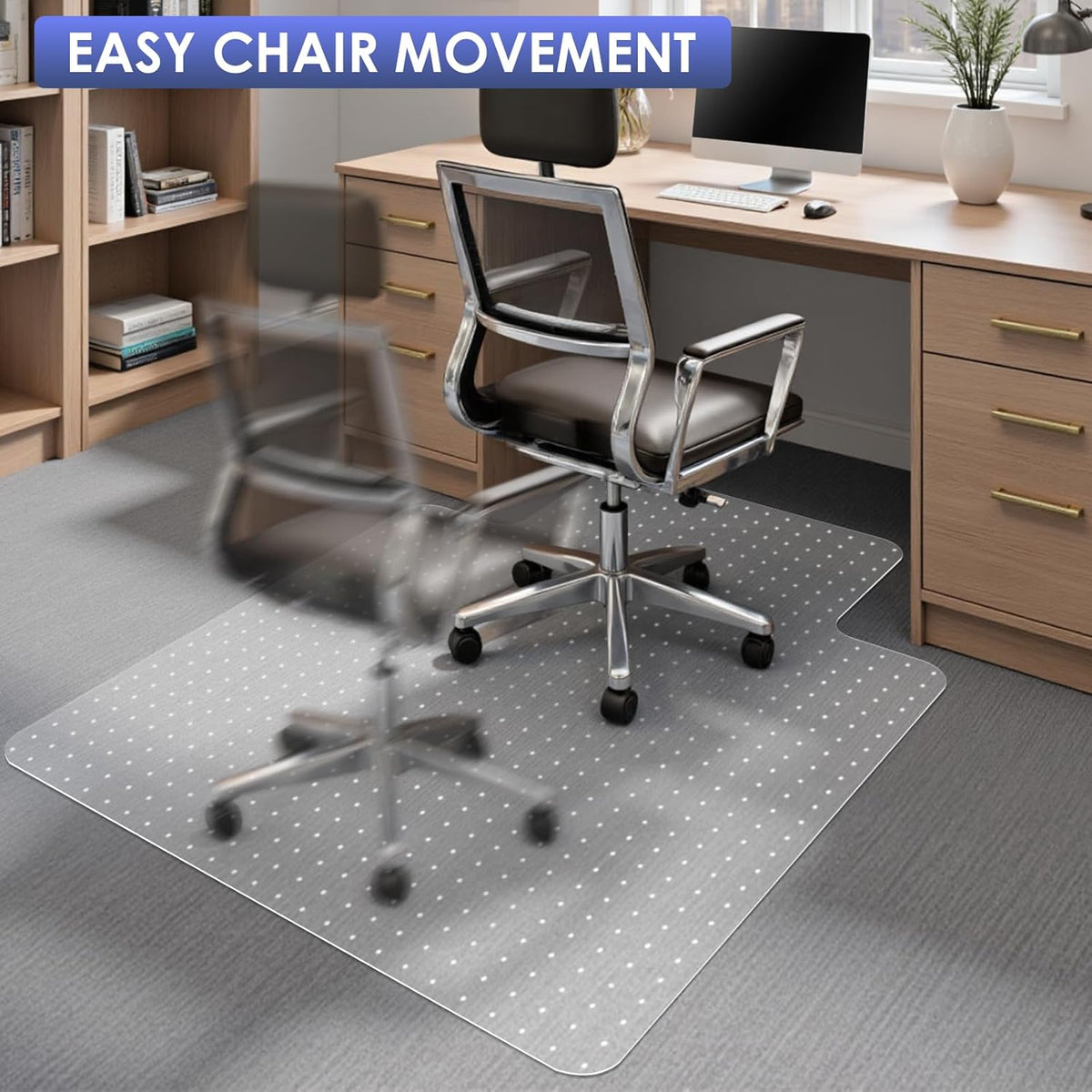 Kuyal Office Chair Mat for Carpet, 2 Pack 36x48 Clear Heavy Duty Computer Chair Mat with Lip, Under