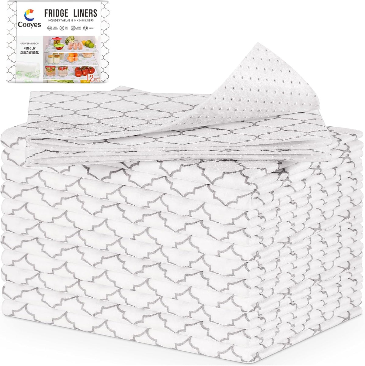 Cooyes Refrigerator Liners & Fresh mats for Fridge Drawer and Glass Shelves, Absorbent Cloth