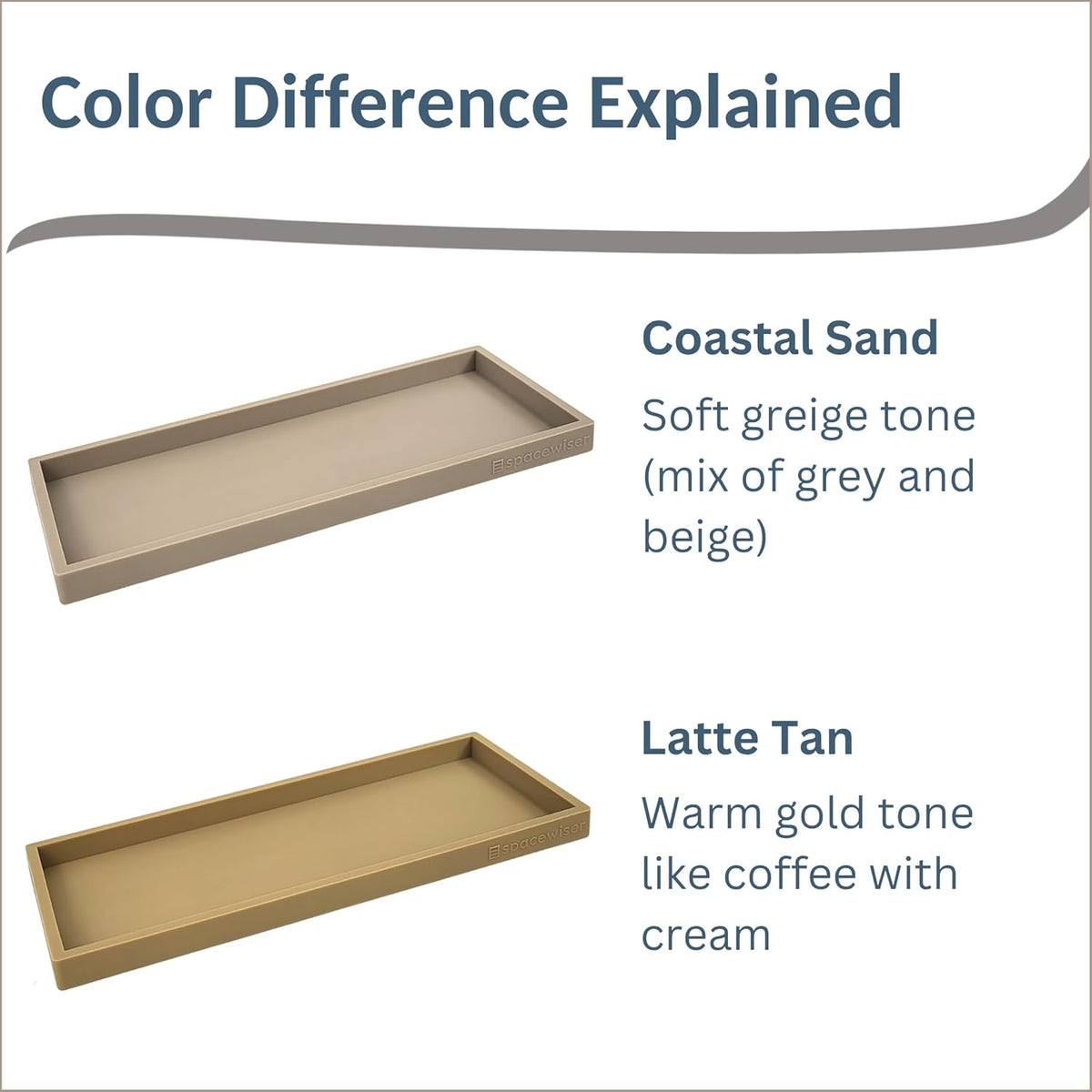Countertop and Vanity Tray - 2 PC (11” and 7”) Shatterproof Silicone Kitchen and Bathroom Trays for