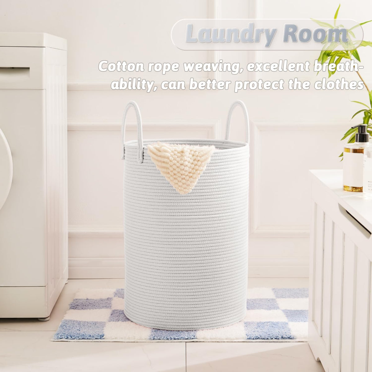 Laundry Basket,Woven Cotton Rope Laundry Hamper,100L for Decorative Storage of Dirty Clothes,Toys