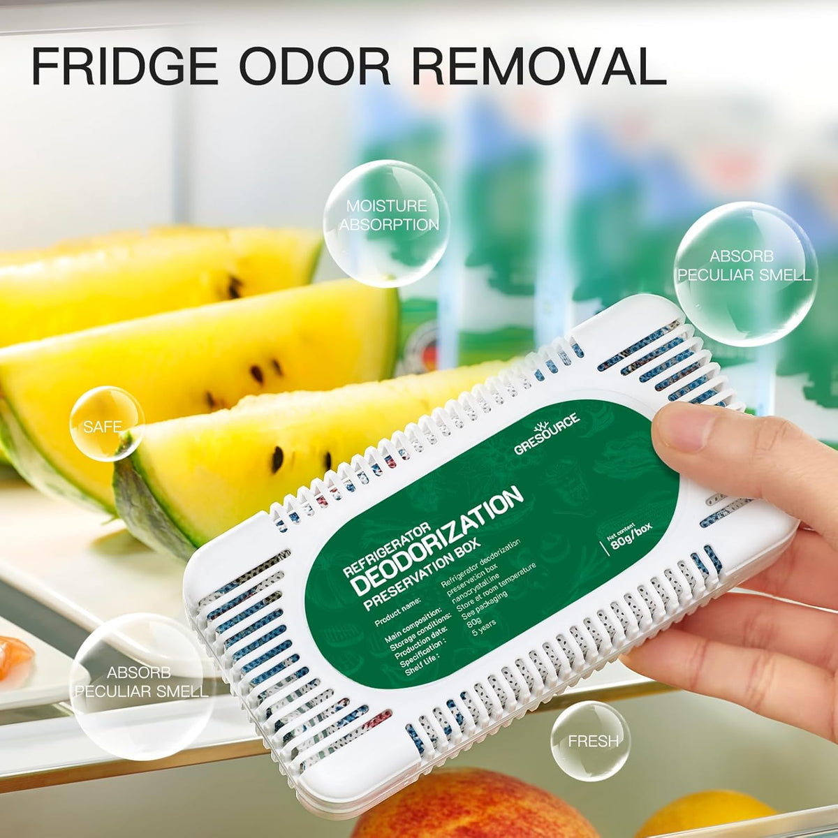 8 Pack Fridge Deodorizer, Refrigerator and Freezer Deodorizer Odor Eliminator Reusable, Unscented