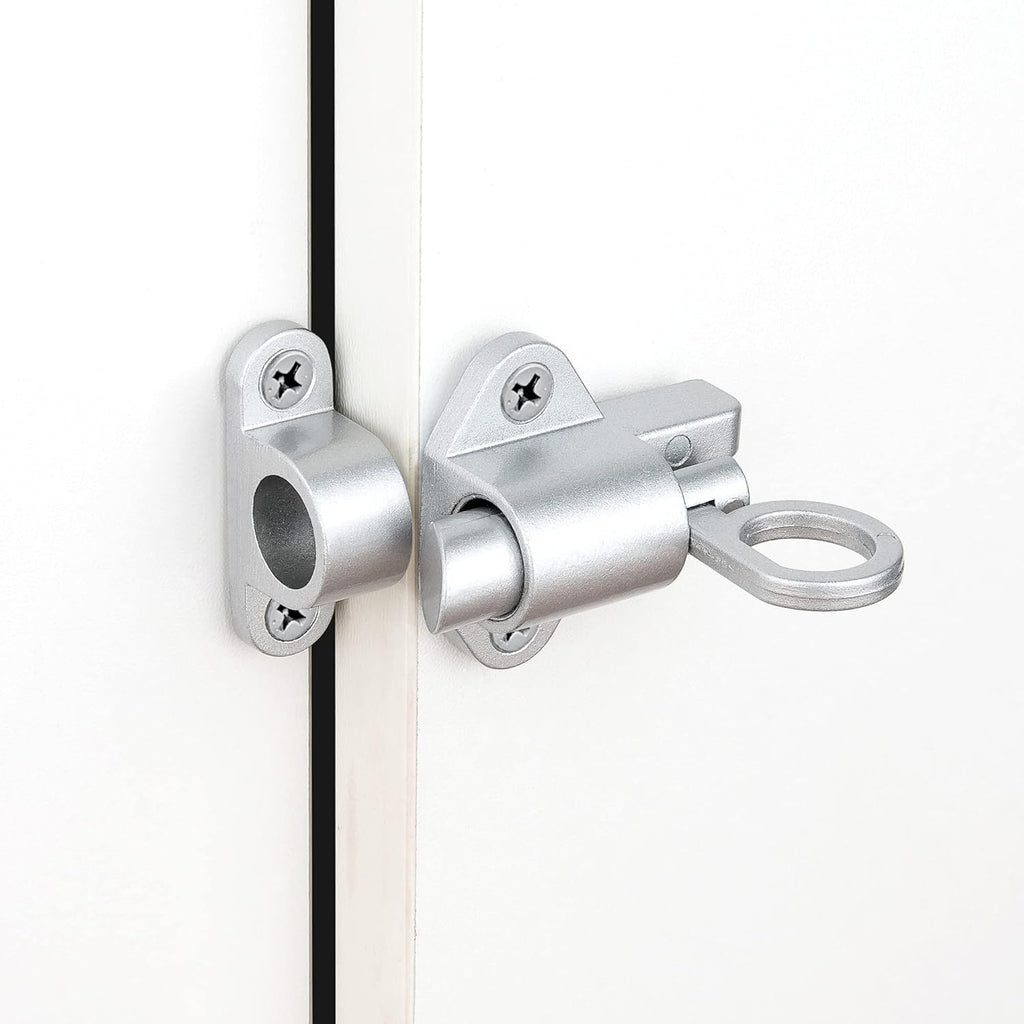 5 Packs Self-Closing Latches，Silver Gray Spring Door Lock，Resilient Bolt Latch Aluminum Alloy
