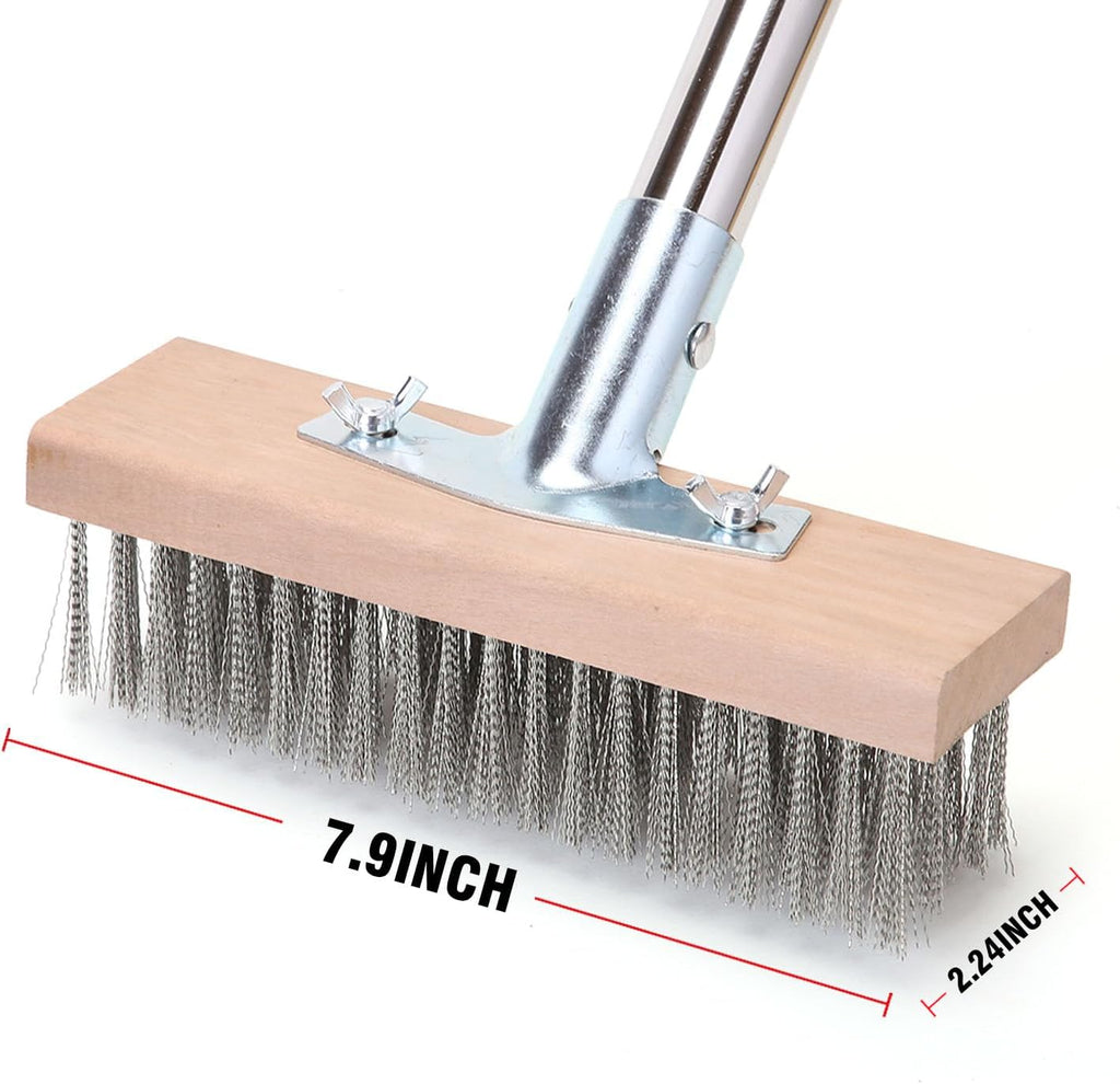 MAXMAN Floor Scrubber,Deck Brush,Stainless Steel Floor Scrub Brush with Long Handle, 63" Heavy Duty