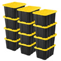 Sterilite Industrial Storage Tote with Lids for Garage, 27 Gallon, 12-Pack