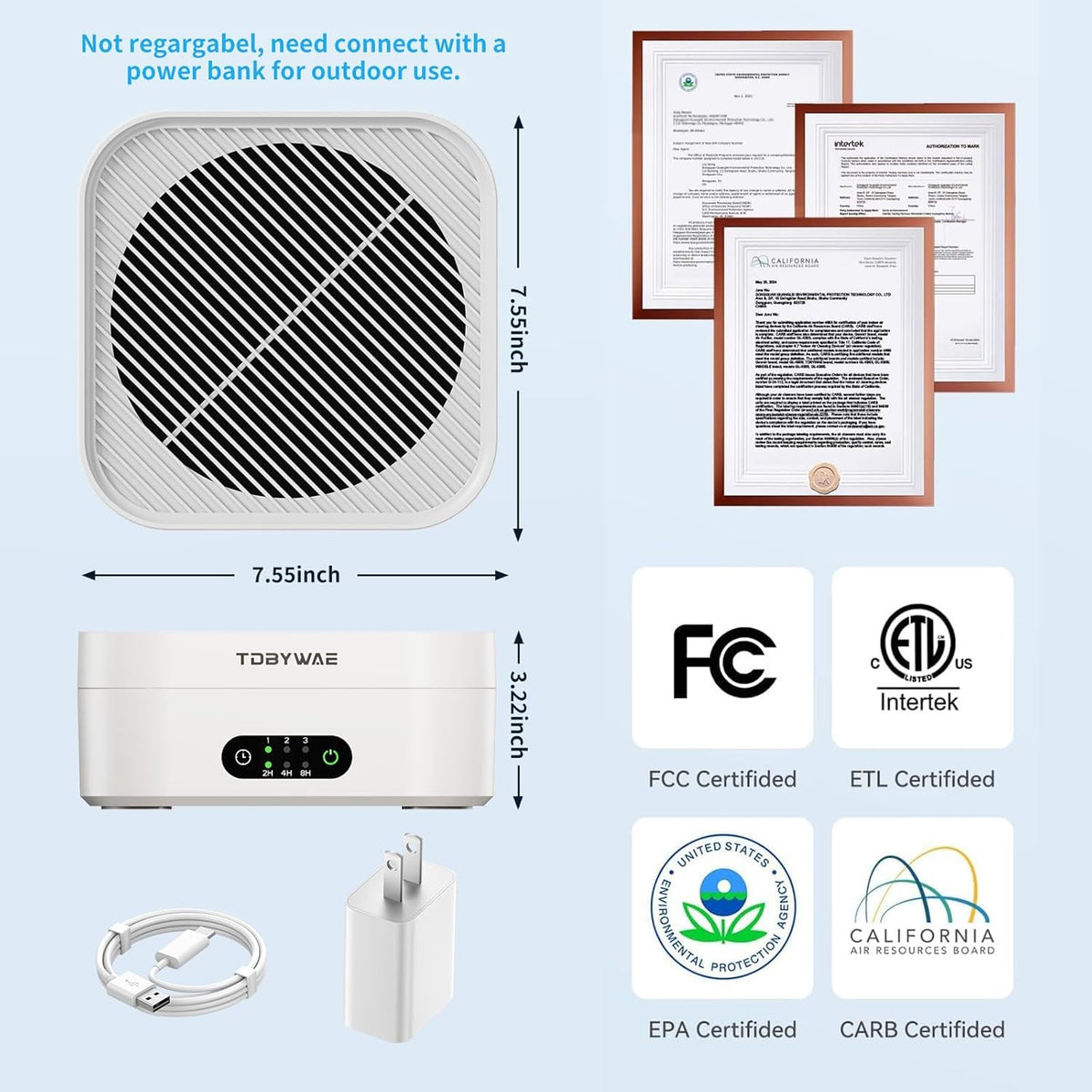 Air Purifiers for Home – True HEPA Air Purifier for Pets, Smoke & Allergies | 600 Sq Ft Coverage |