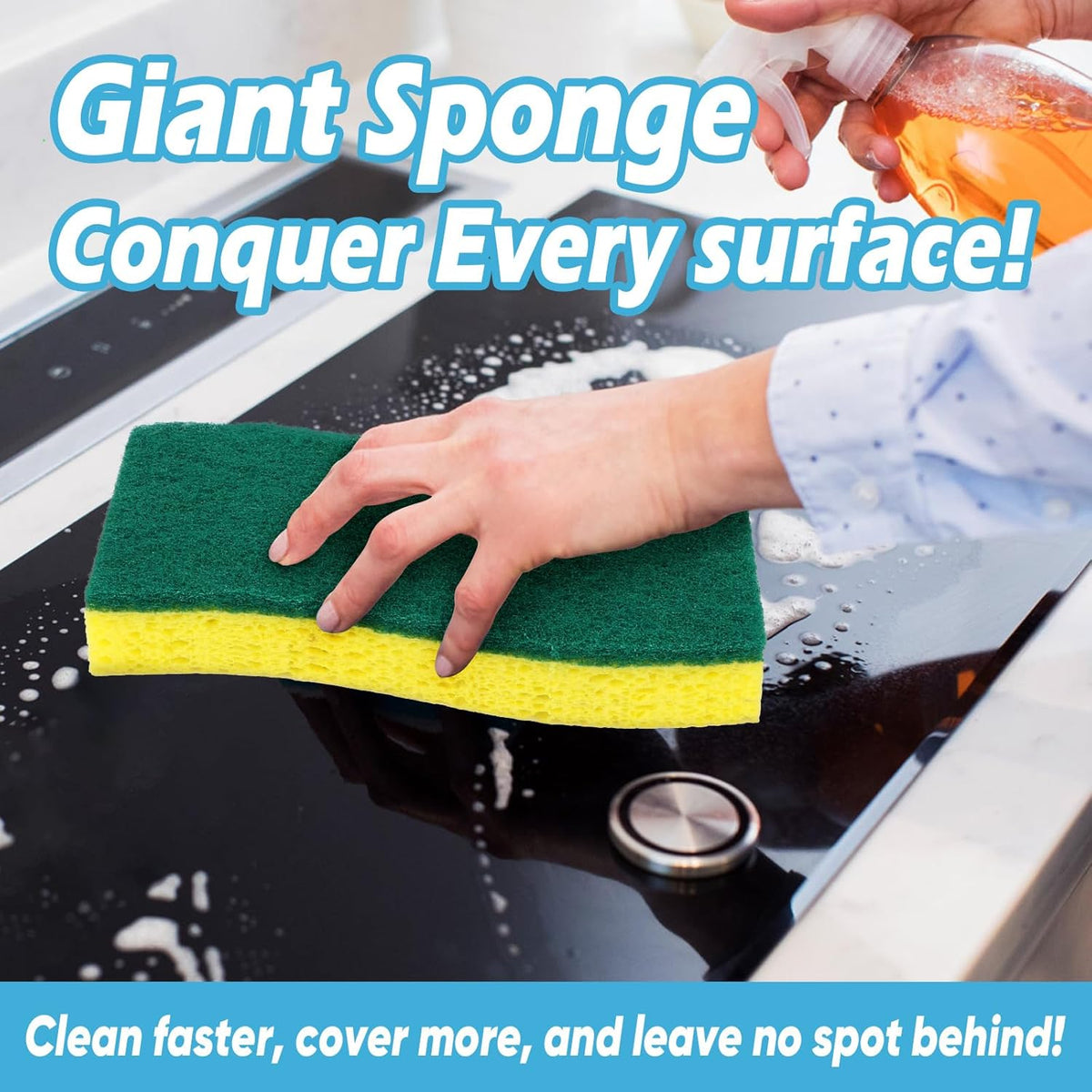 AIDEA XL Scrub Sponges 6Count, Heavy Duty Sponges for Dishes, Extra Large Sponge for Cleaning