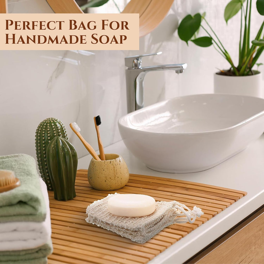 Rtteri 240 Pcs Soap Exfoliating Bag, Natural Sisal Soap Pouch Saver Body Shower Bar Mesh Body Net