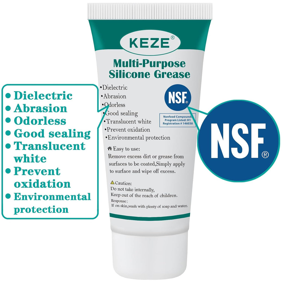 KEZE Silicone Grease Automotive PTFE Lubricant Sliding Glass Door Grease Tube 92003 Lube for
