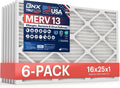 BNX TruFilter 16x25x1 Air Filter MERV 13 (6-Pack) - MADE IN USA - Electrostatic Pleated Air
