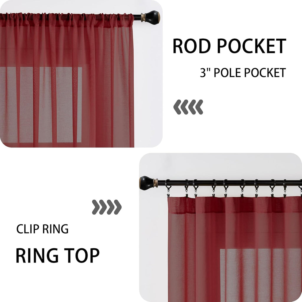 Tollpiz Sheer Door Curtains Closet Linen Textured Curtains Sheer Doorway Light Filtering Voile Rod