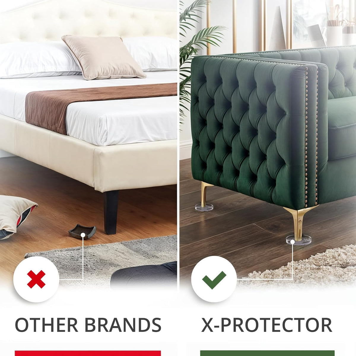 X-Protector Furniture Cups - 4 PCS 2.2" - Non Slip Furniture Pads for Hardwood Floors - Transparent