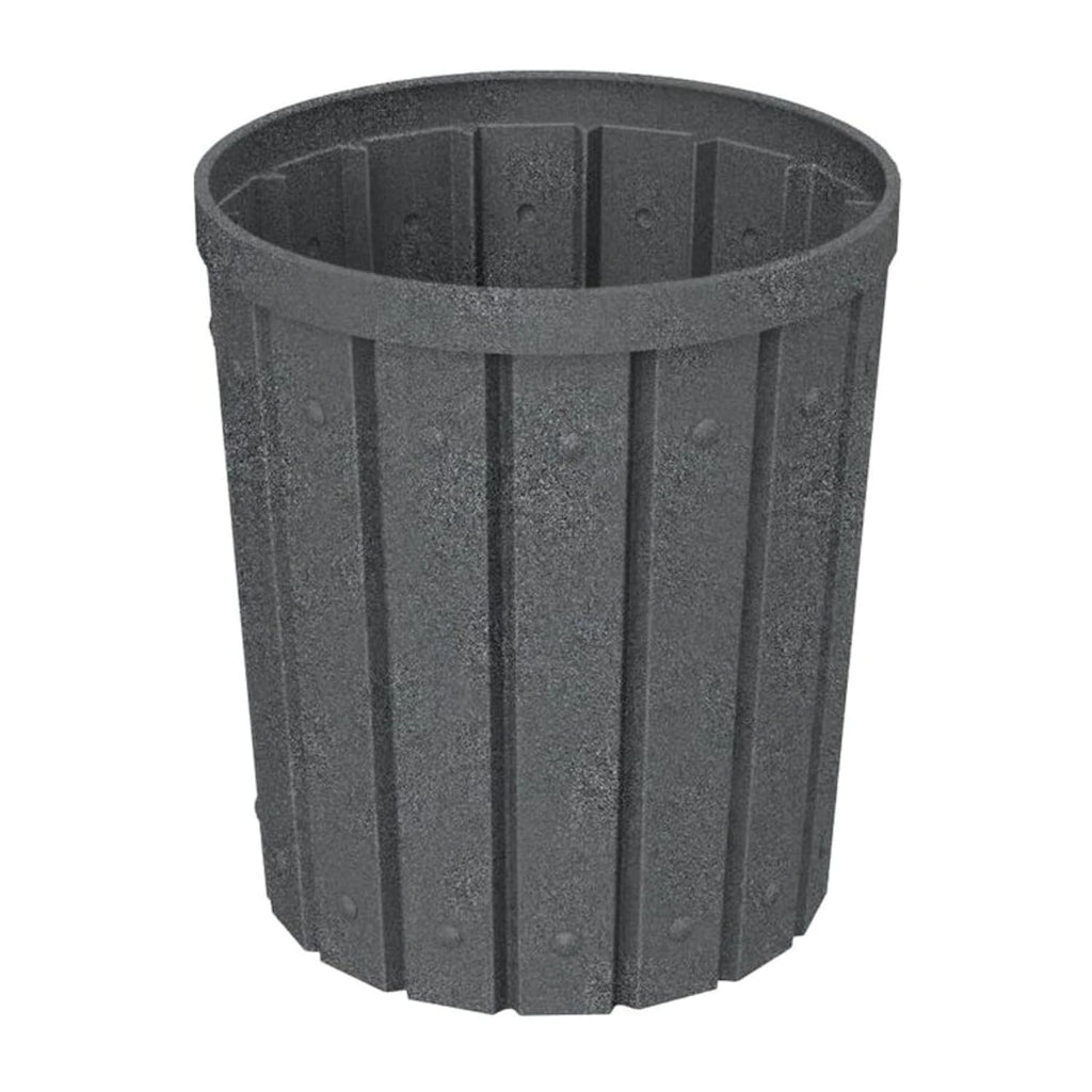 42 Gallon Slated Circle 100% Recycled Plastic Heavy Duty Outdoor Trash Can with Push Open Dome Lid
