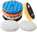 Buffing Polishing Pads, ZFE 7Pcs 6"(150mm) Waffle Foam Buffing Pads Polishing Pads Wool Pad Kit for