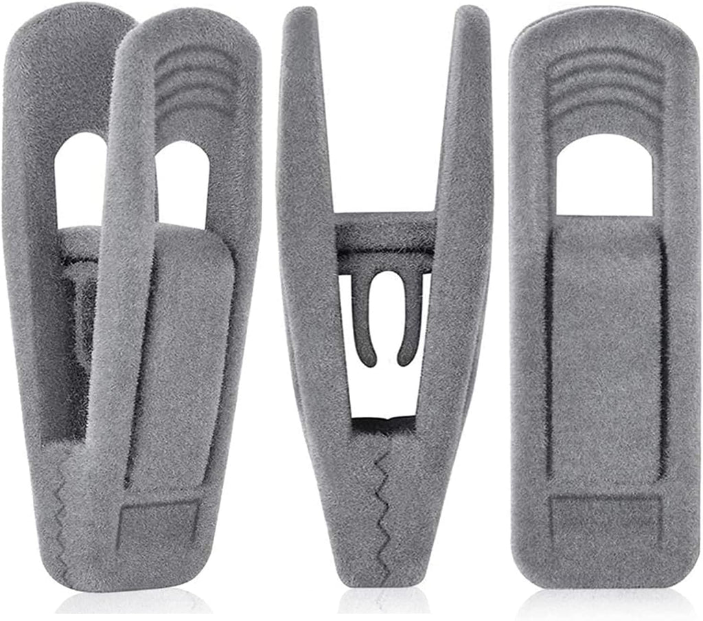 Grey Velvet Clips for Velvet Hangers - 20 PCS Gray Non Slip Velvet Hanger Clip, Pants Hanger Velvet