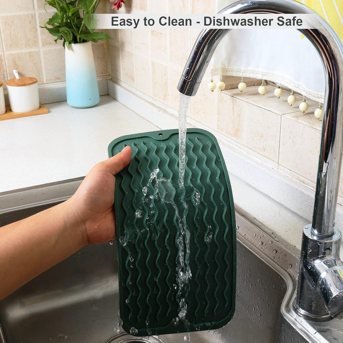 ZLR Silicone Dish Drying Mat for Kitchen Counter, Eco-Friendly Fast Dry Dish Mat, Easy Clean Multi