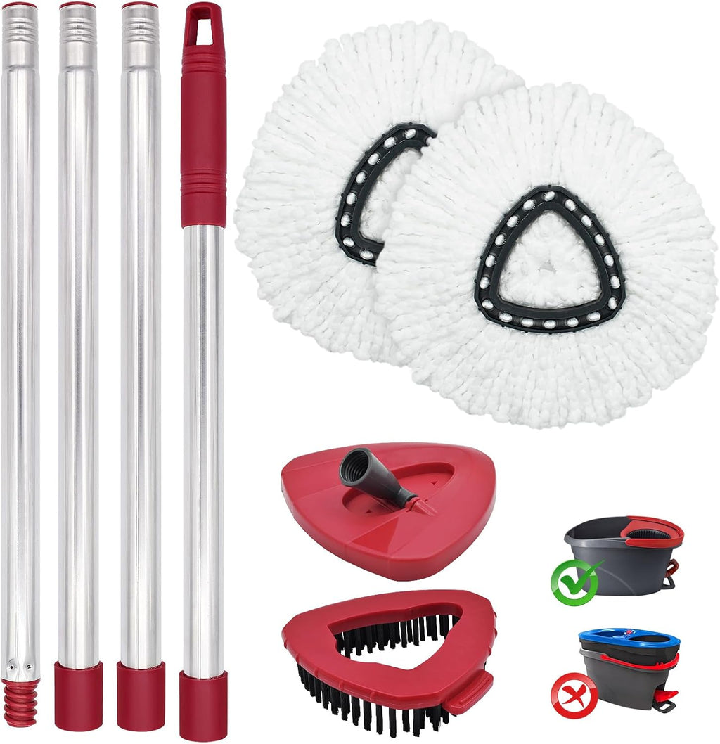 Mop Head Replacement, Base, Mop Handle for Ocedar EasyWring 1-Tank System, 2 Microfiber Mop