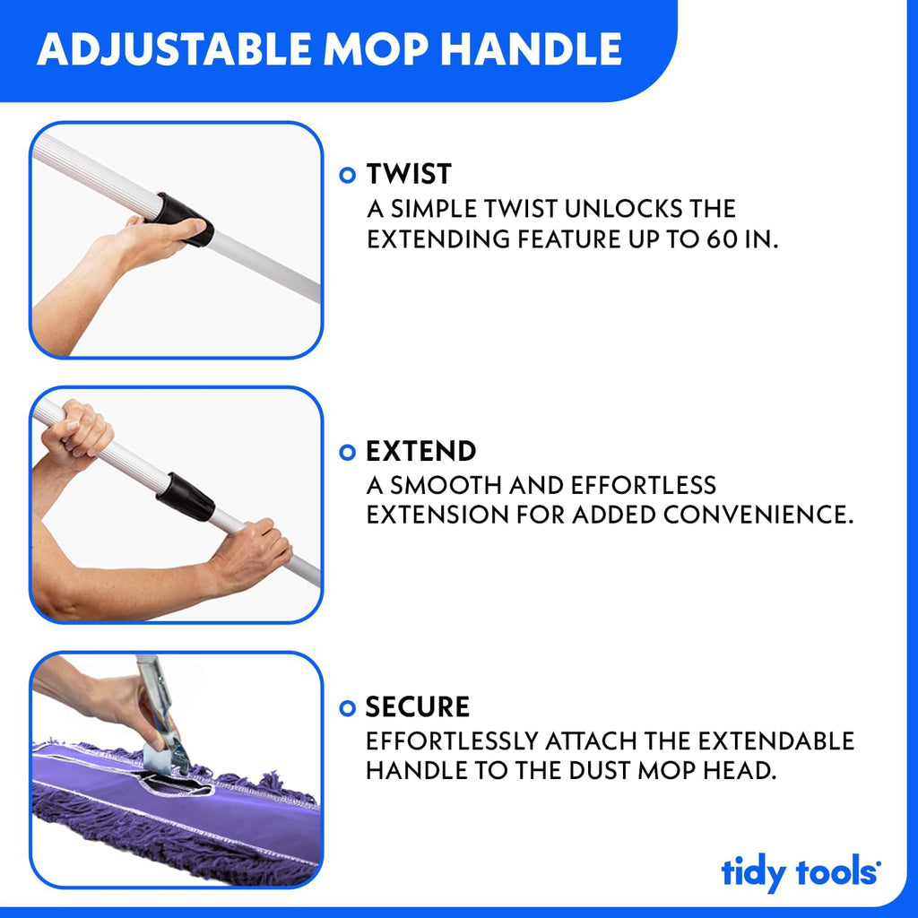 24 Inch Purple Commercial Dust Mop & Floor Sweeper with Extendable Handle – Mop for Hardwood, Tile