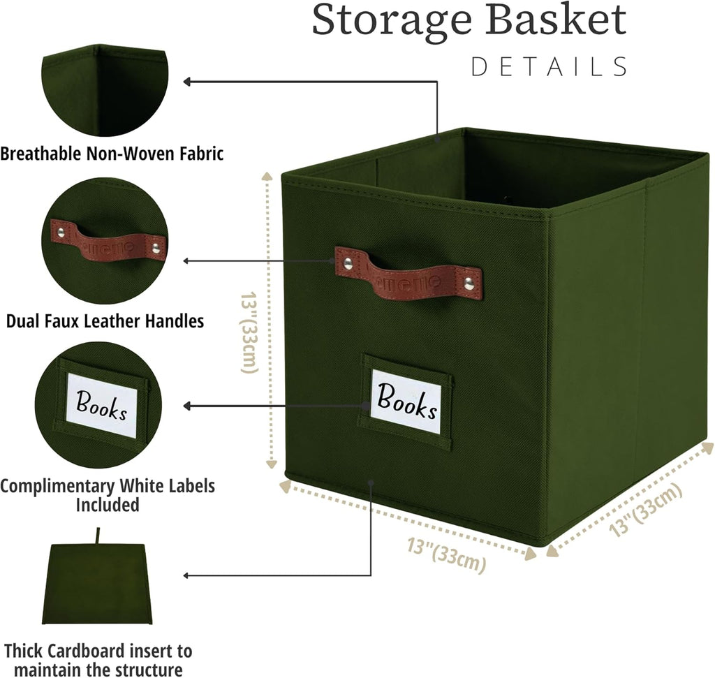 DECOMOMO Storage Cubes, 13x13x13 Storage Cube Bins with Labels, Fabric Organizer Bins (13" / 6pcs