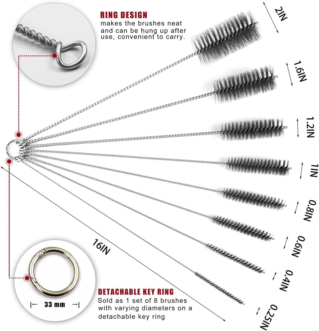 16 Inch Extra Long Pipe Cleaning Brush Set Stainless Steel Bristles, Stainless Steel Pipe Brush