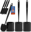 Toilet Brush, 3 Pack Toilet Brush and Holder Set Bathroom Accessories, Toilet Bowl Brush and Holder