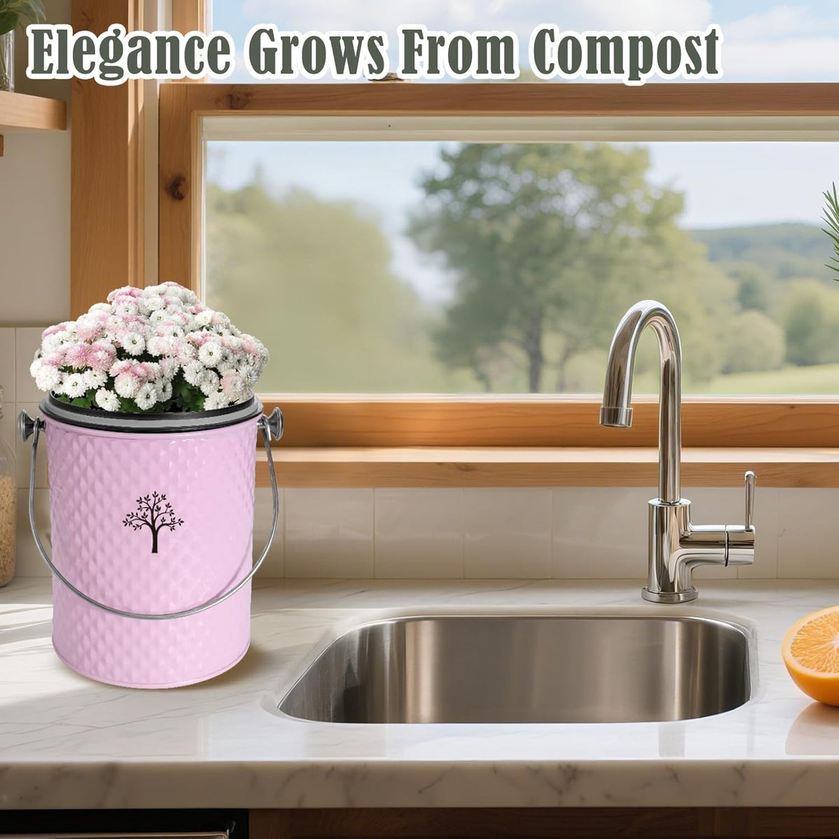 AOSION Countertop Compost Bin Kitchen，Odorless Indoor Compost Bin with Lid and Compost Bags,Compost