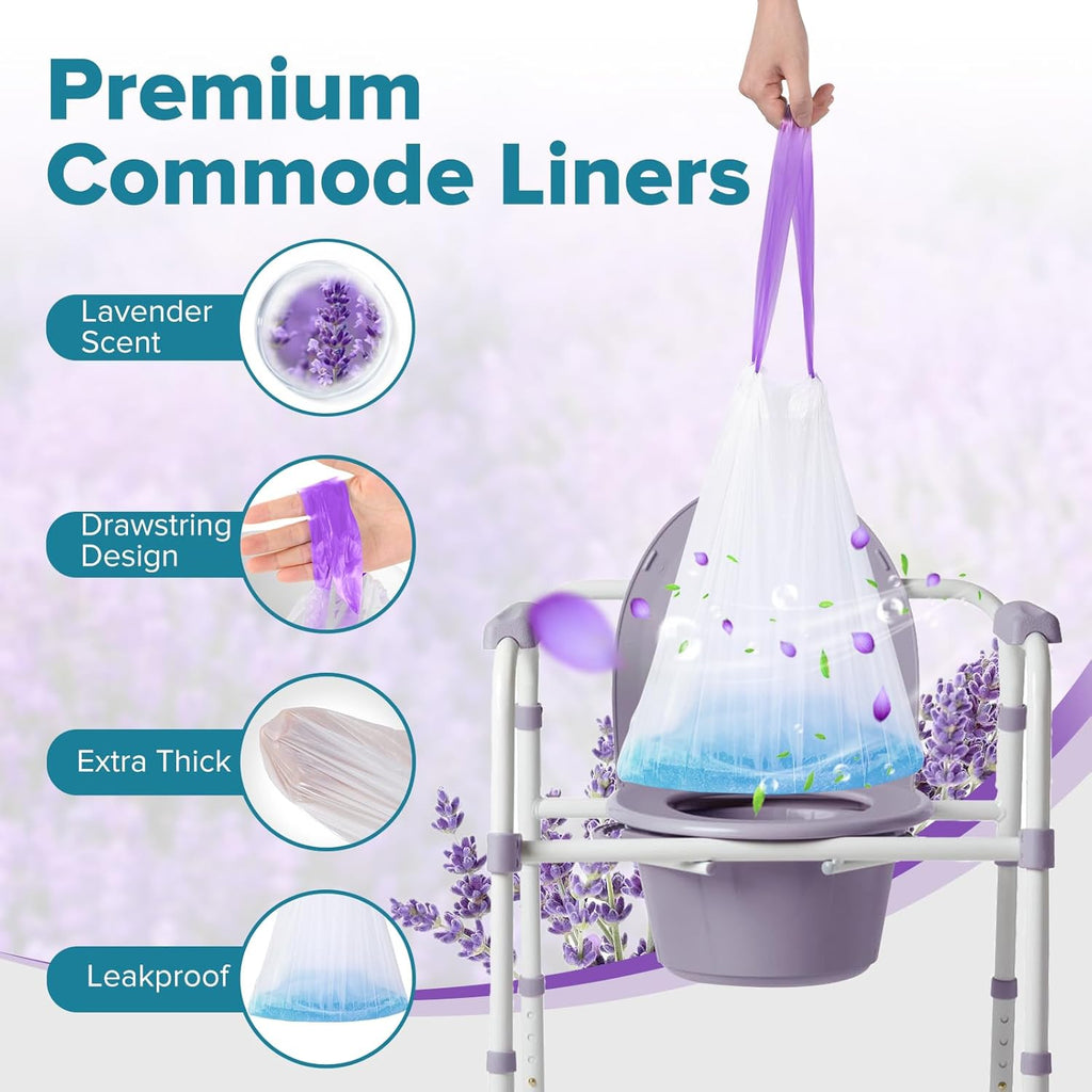 Maliton Bedside Commode Liners with Absorbent Pads, 60 Pack Disposable Bags and 60 Super Absorbent