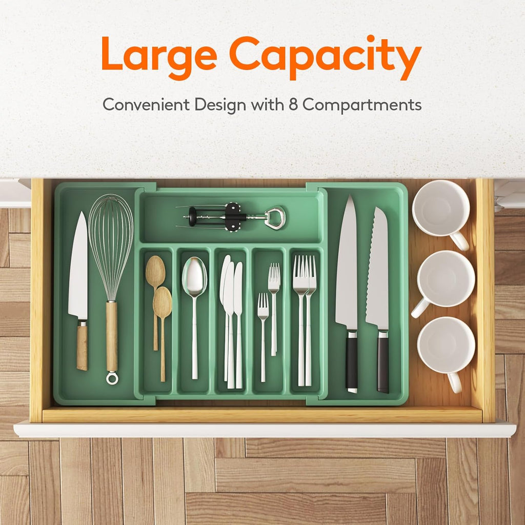 Lifewit Silverware Drawer Organizer, Expandable Utensil Tray for Kitchen, BPA Free Flatware and