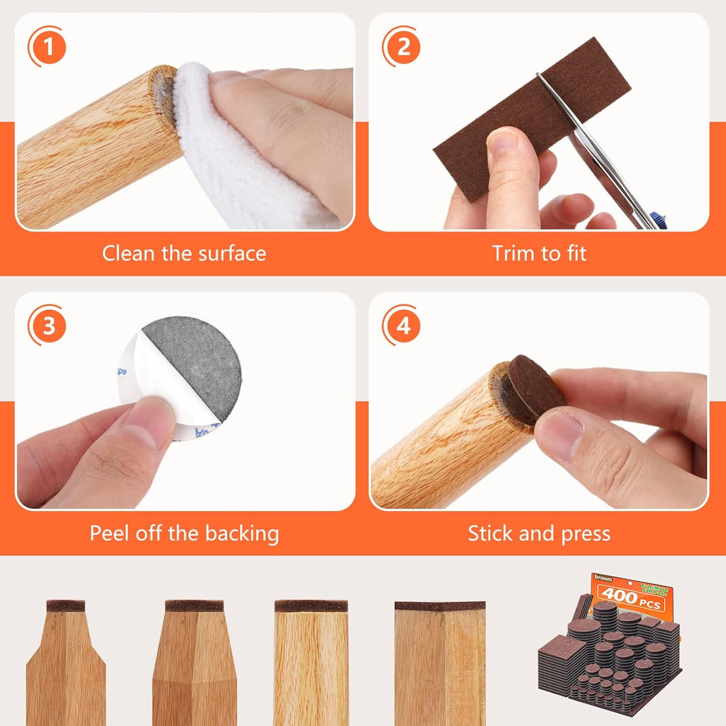 Felt Furniture Pads 400 Pieces, Furniture Pads for Hardwood Floors, Floor Protectors for Furniture