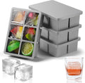 Nax Caki Silicone Large Ice Cube Trays with Lid Pack of 4, Stackable Big Square Ice Cube freezer