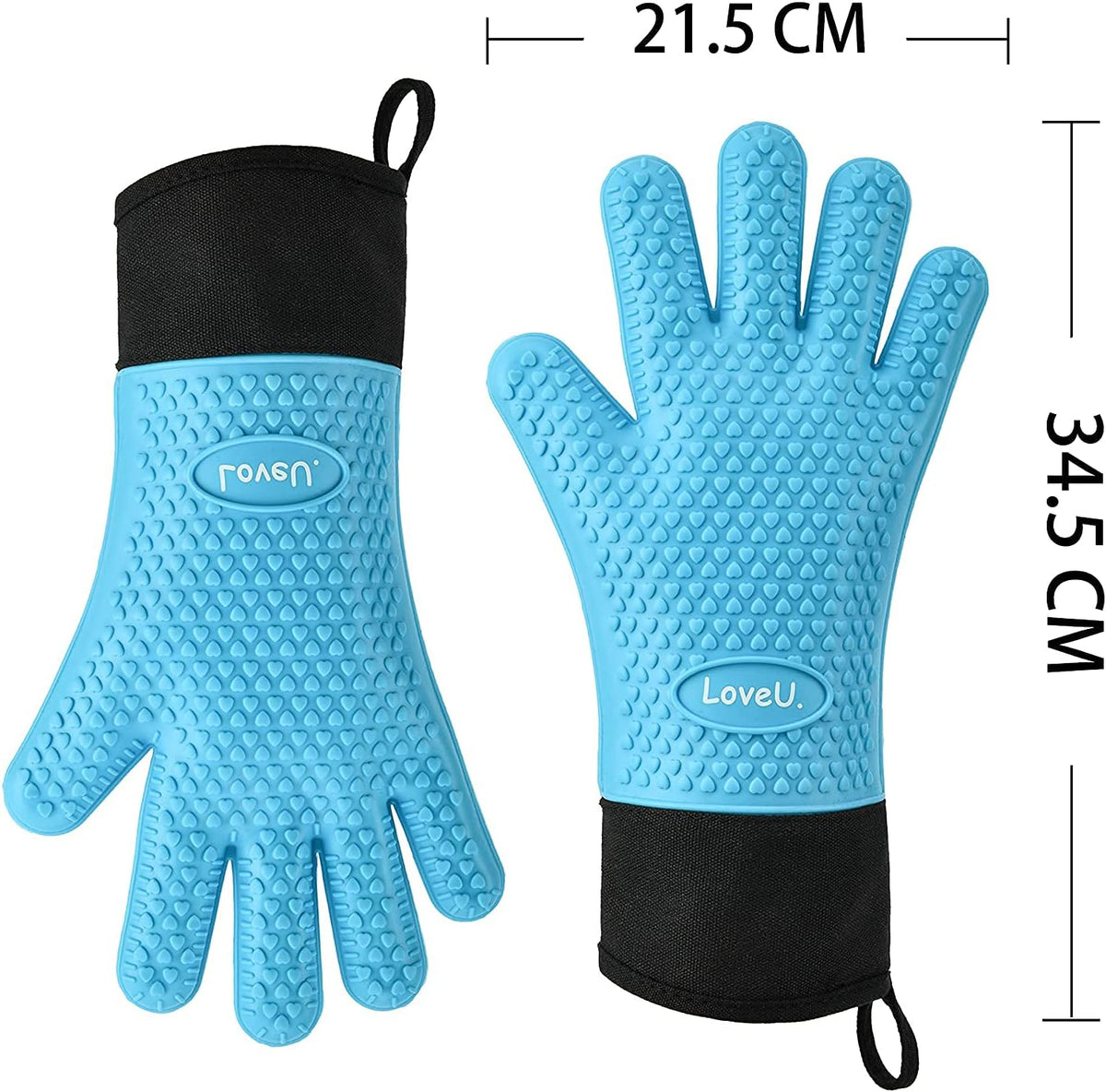 Kitchen Oven Gloves - Dual-Layer Heat Resistant Grilling Gloves, Silicone Oven Mitts with 5