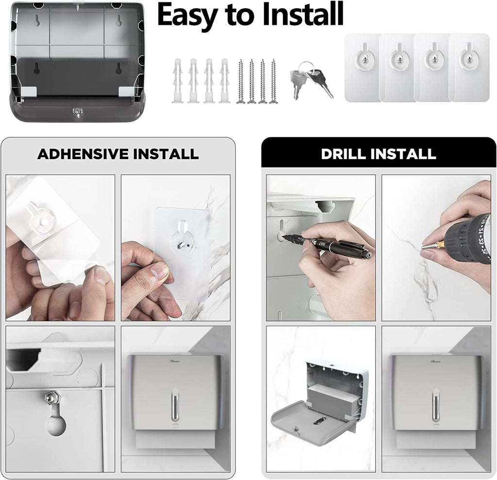 Commercial Paper Towel Dispenser Wall Mount with Key Pack of 2 Plastic 10⅞” Length X 8¼” Height X
