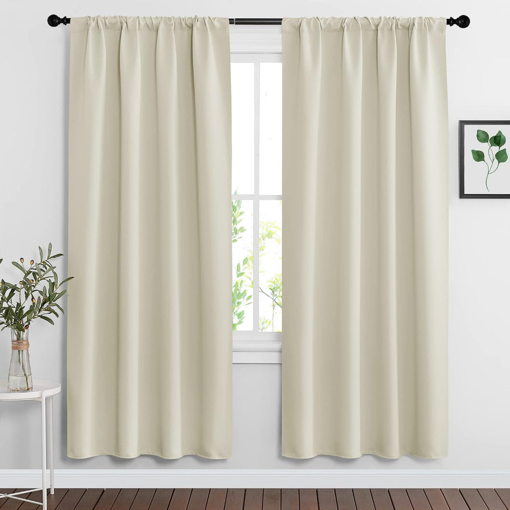 RYB HOME Curtains for Bedroom 72 inches Long, Blackout Thermal Insulating Window Treatment Drapes